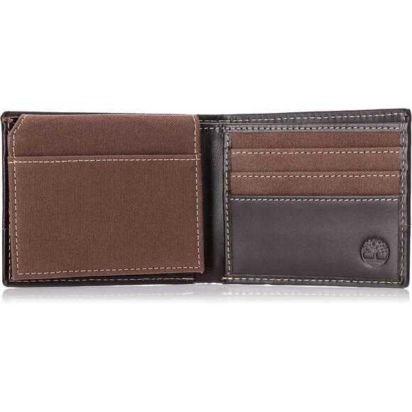 🆕Men's Brown Canvas Passcase Wallet, Man-Made Material, Slim Design, Stylish - Picture 5 of 5